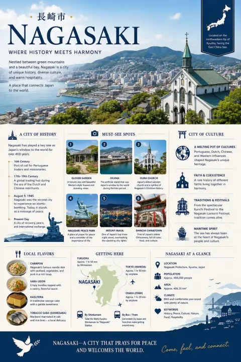 Nagasaki tourism graphic poster modern simple style