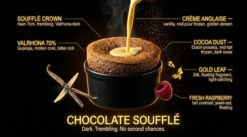 Neon black gold temptation hyper-realistic food advertisement