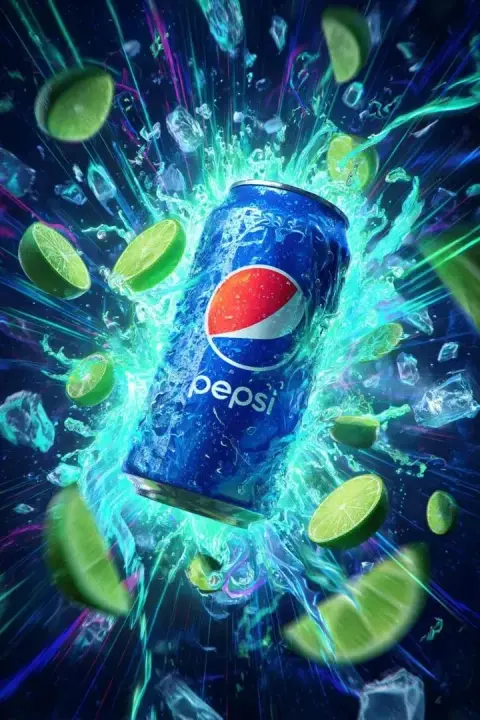 Neon blue coke bursts instantly