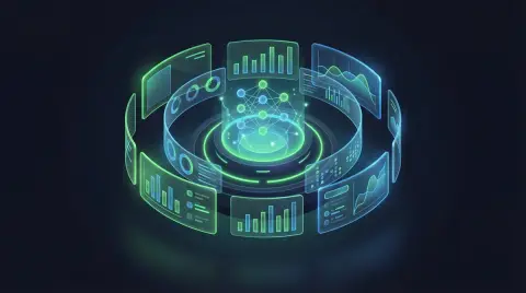 Neon dark style future technology three-dimensional illustration
