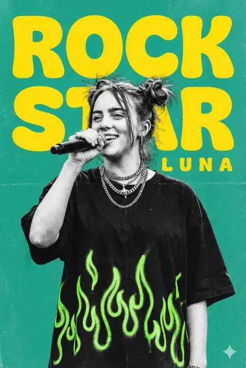 Neon green flame rock star high energy live poster