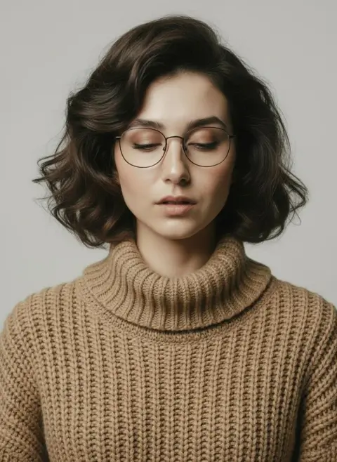 Nordic minimalist style autumn quiet luxury fashion portrait