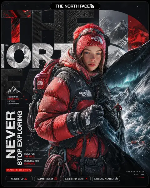 North Face Hyperrealistic Polar Expedition Visual Poster