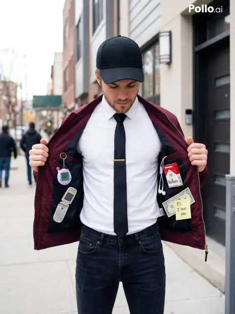 Nostalgia of the 1990s in a burgundy jacket