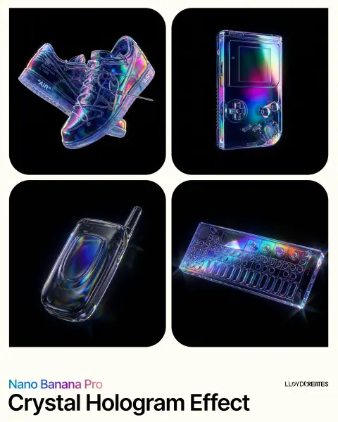 Obsidian glass suspended holographic illusion product photography