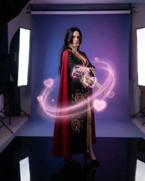 One Piece female warrior in black cheongsam surrounded by energy aperture