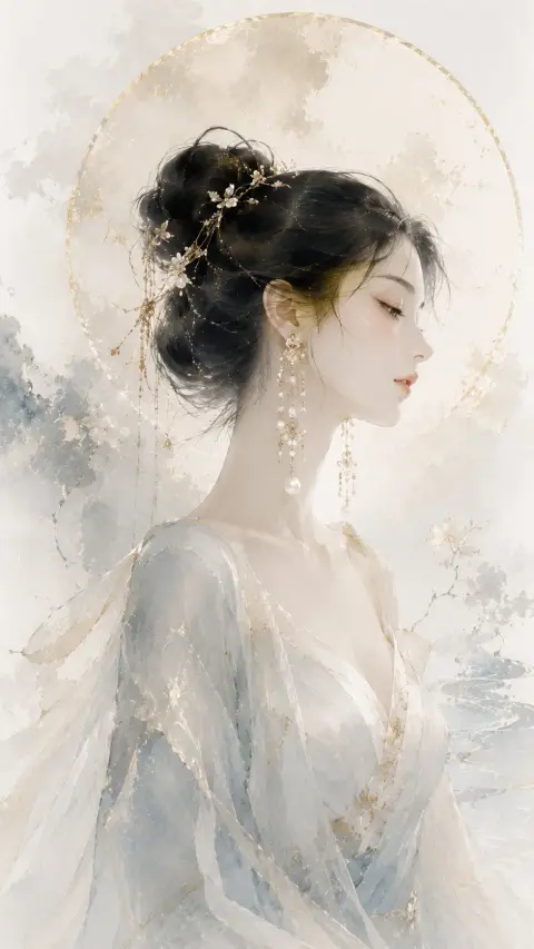 Oriental ink high-end jewelry illustration visual poster