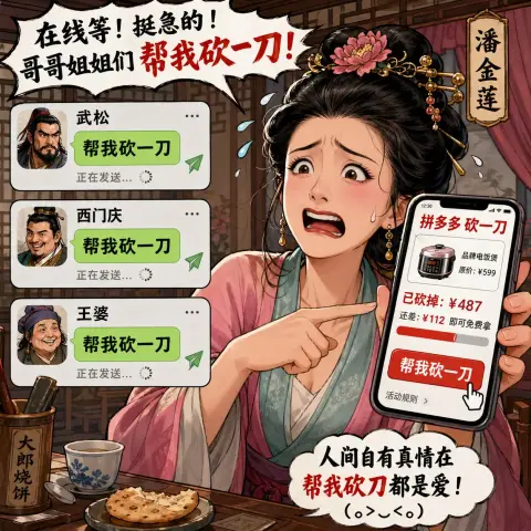 Pan Jinlian sent a group message to Wu Song Ximen Qing to kill Pinduoduo