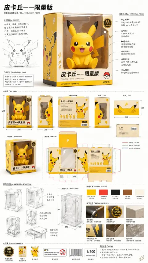 Panorama of professional packaging design for limited edition character collectible toys