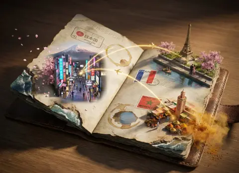 Passport stamps turn into three-dimensional miniature city wonders