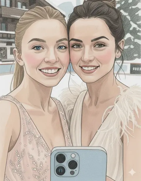 Pencil Sketch Art: Hollywood Actress Snow Selfie