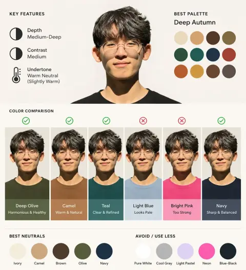 Personal color diagnostic chart with minimalist text
