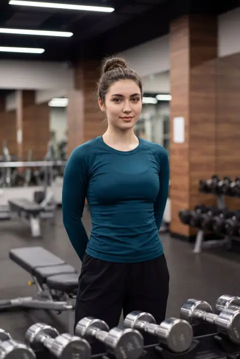 Photo of confident hot girl in the gym