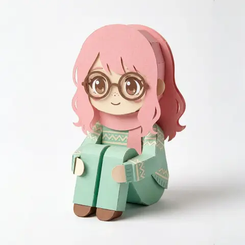 Photo transformed into super cute SD paper art unfolded picture and finished product