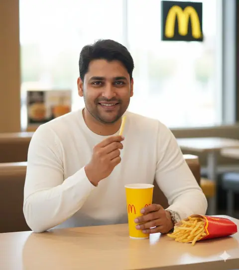 Photos of sunny and handsome McDonald’s dining life