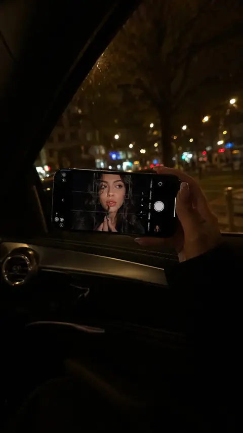 Photos taken inside the car at night