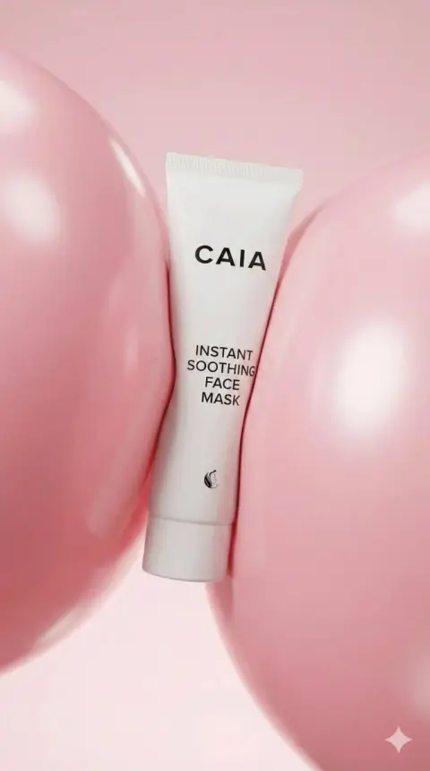 Pink balloon soft squeeze high-definition facial mask advertisement