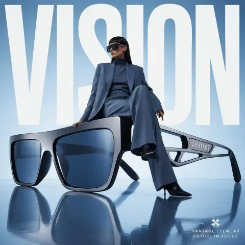 Pioneer advertising on giant futuristic sunglasses