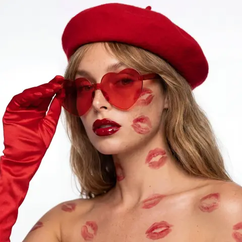 Pioneer beauty blockbusters with red lipstick marks