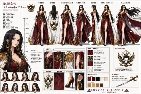 Pirate style dark queen anime design