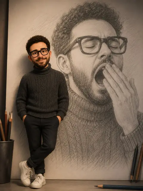 Pixar 3D composite art with hand drawn pencil sketch