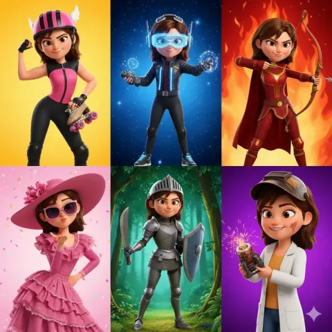 Pixar girl’s six-square grid of versatile outfits