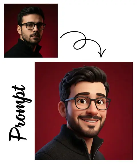 Pixar style 3D avatar, warm and healing smiling avatar