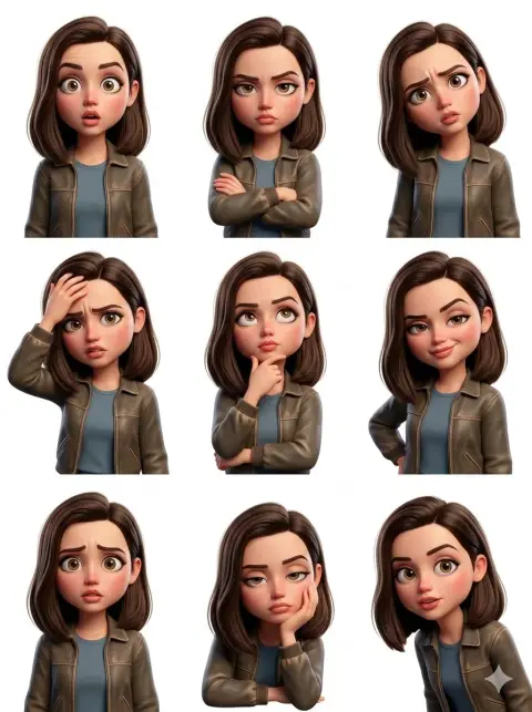 Pixar style boy nine-square emoticon pack sticker