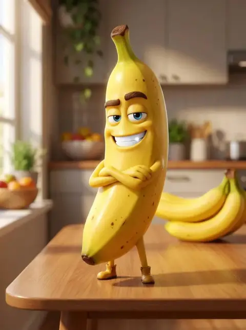 Pixar style handsome banana hero