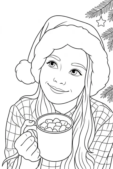 Pixar style pure black and white coloring line drawing