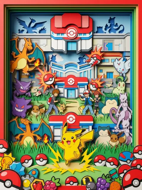 Pokémon 3D Paper Sculpture Fantasy World