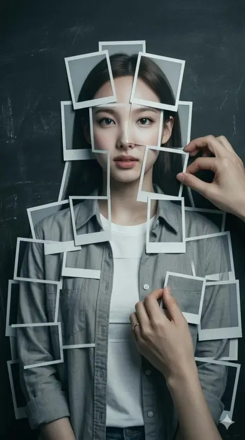 Polaroid photo stitching, super realistic photography of people