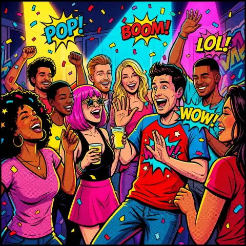 Pop art style comic color party carnival
