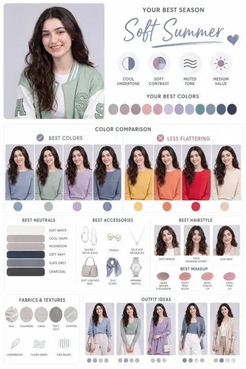 Portrait exclusive outfit color analysis chart