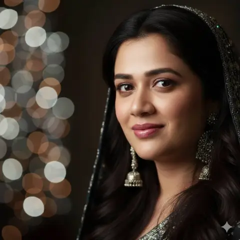 Portrait of an elegant and confident woman under film lighting