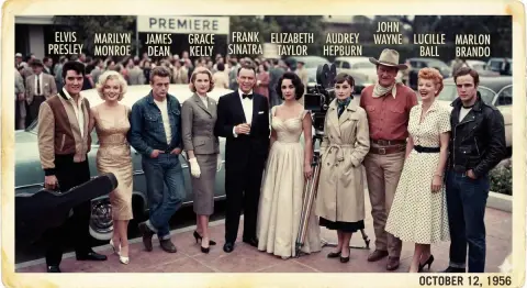 Portraits of celebrities from 1950 to 1956 in retro film