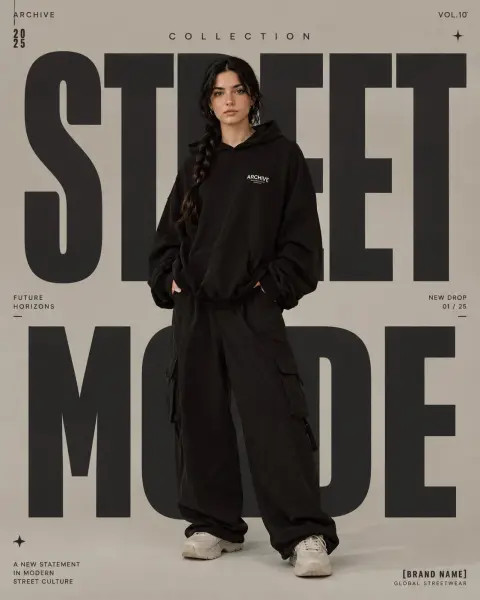 Premium street fashion pictorial editorial style poster design