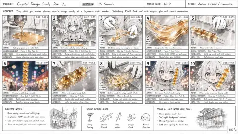Professional animation storyboard script Crystal Dumpling Girl
