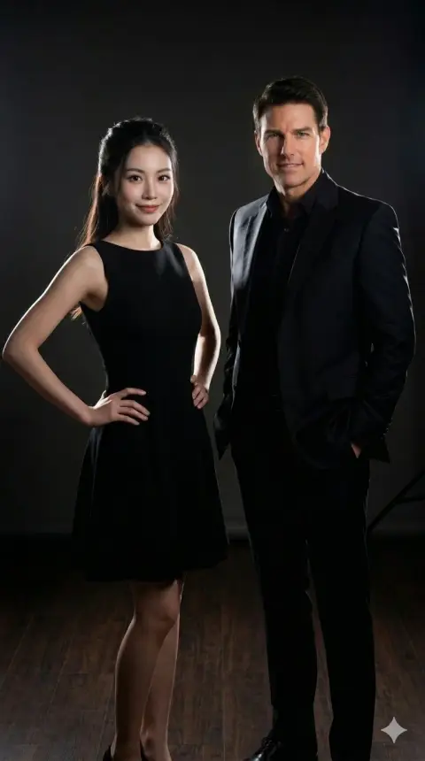 Professional studio portrait of a man and woman on minimalist dark background