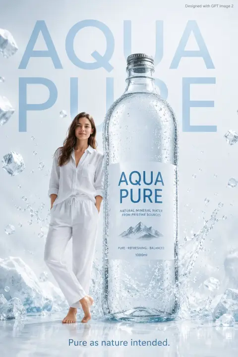 Pure mineral water minimalist style business poster