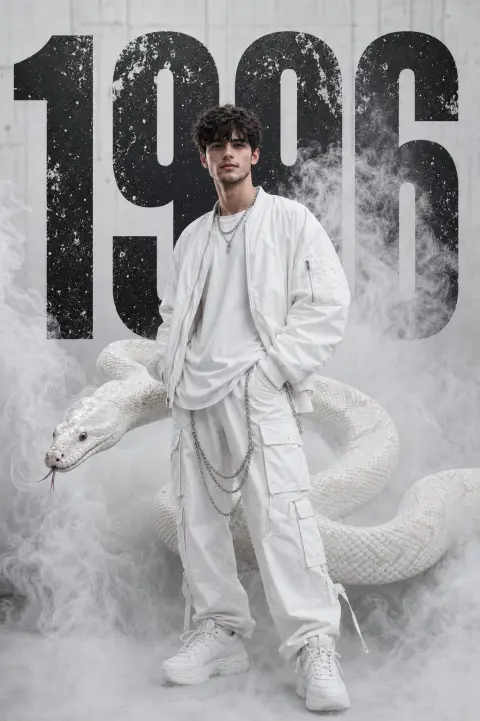 Pure white street luxury fashion and white python fashion blockbuster