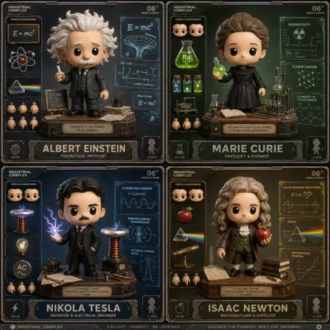 Q version scientist trendy toy figure