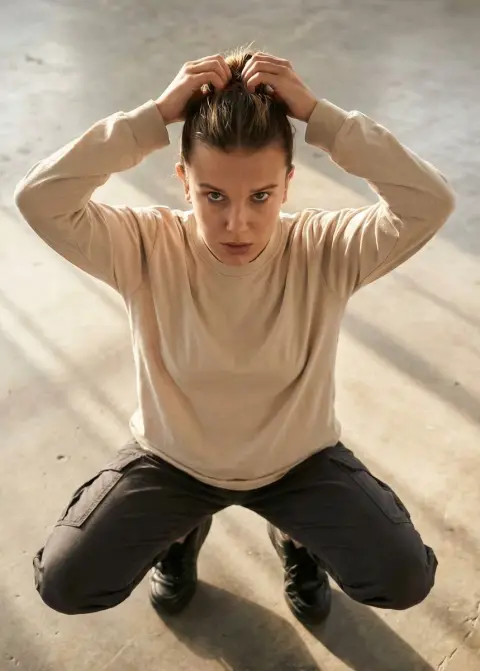 Quiet gaze on the sunny concrete floor