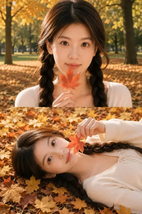 Real autumn park portrait puzzle realistic photography