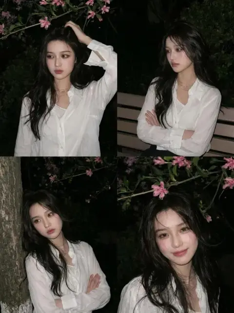 Real skin texture captured with mobile phone flash among flowers at night