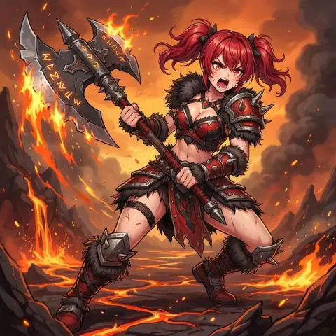 Red lightning flashes across the battlefield, and the giant ax breaks through all things.