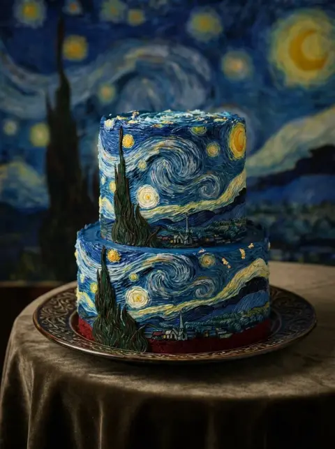 Red velvet famous painting replica luxury cake