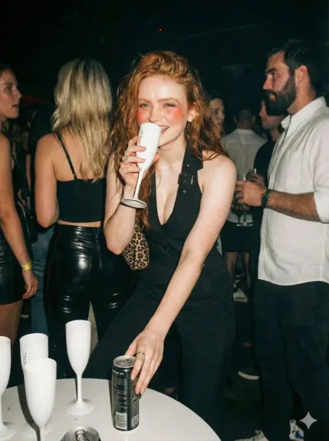 Redhead shooting gun during nightclub revelry