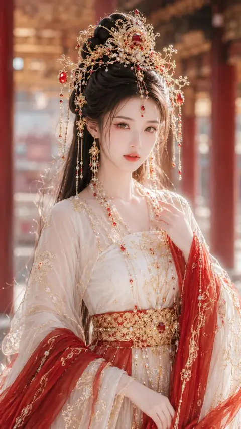 Refined photo of the gorgeous fairy heroine in Tang style