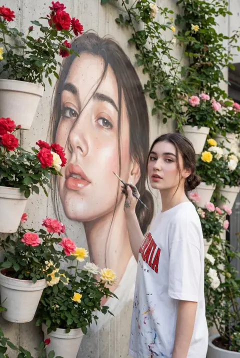 Reflections on the wall: Cafe paints giant self-portrait